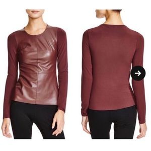 Bailey 44 jersey knit-faux leather top Burgundy Small